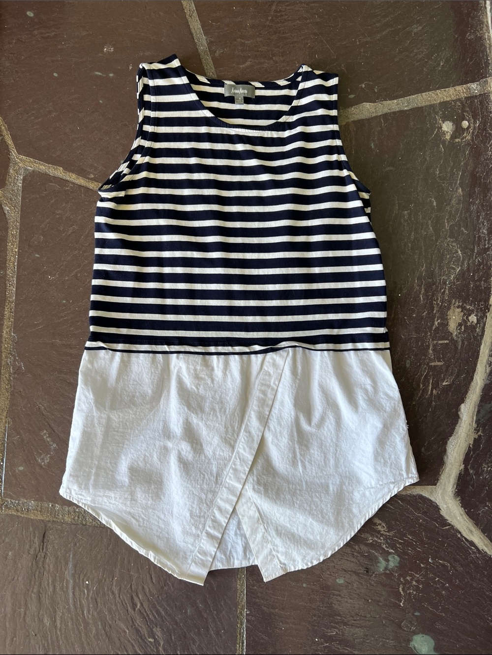 Neiman Marcus Navy & White Striped Sleeveless Tank